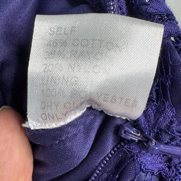 Tadashi Shoji Cap Sleeve Lined Ribbon Tie Sash Lace Long Gown Blue Womens Size 6 - Picture 10 of 11